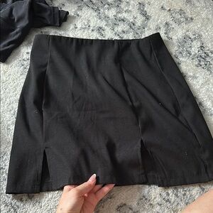Black Mini Skirt with Slits